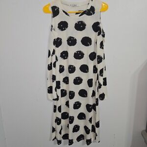 B#5 MVI Women's Large Polka Dot Cold Shoulder Long Sleeve Midi Dress